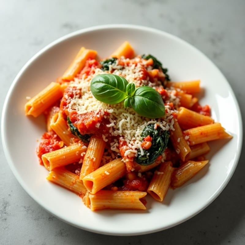 Lean Turkey Baked Ziti with Spinach and Creamy Ricotta
