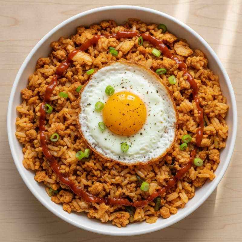 Kimchi Fried Rice with Fried Egg