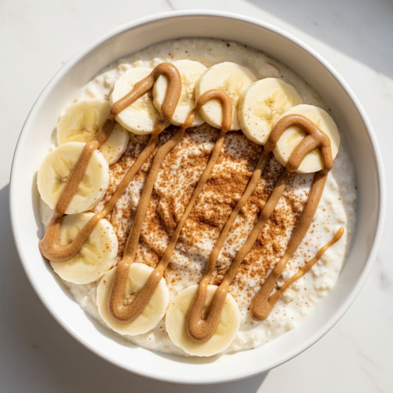 Silky Cottage Cheese Protein Bowl with Sliced Banana and Almond Butter