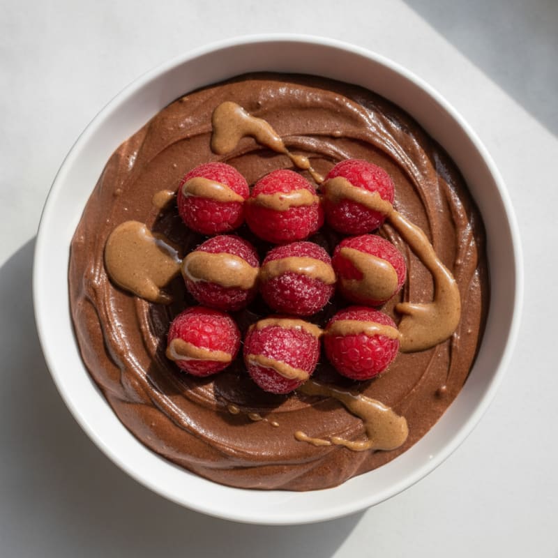 Silky Protein Chocolate Pudding with Fresh Berries