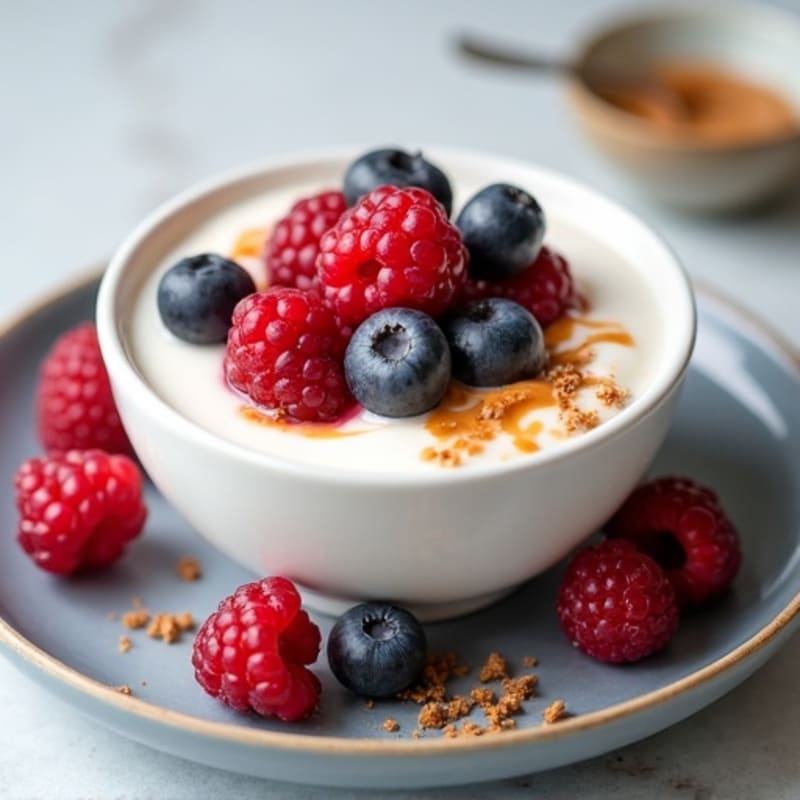 Silky Greek Yogurt Protein Pudding with Mixed Berries