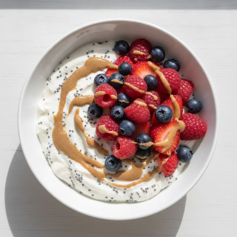 Greek Yogurt Protein Pudding with Mixed Berries