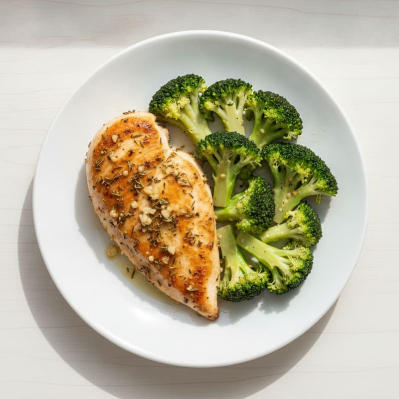 Garlic Herb Chicken Breast with Steamed Broccoli