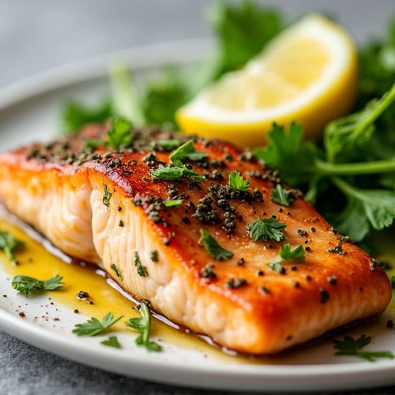 Herb-Crusted Pan Seared Salmon with Lemon