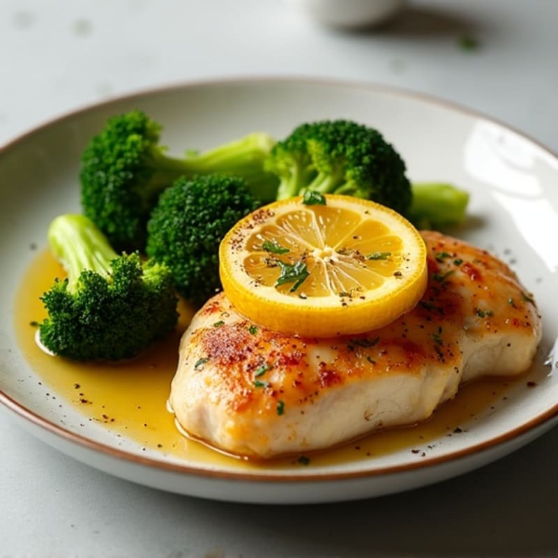 Lemon-Garlic Pan-Seared Chicken with Roasted Broccoli