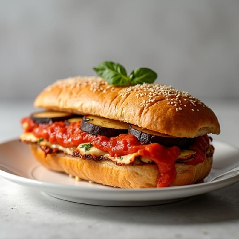 Crispy Baked Eggplant Parmesan Hero