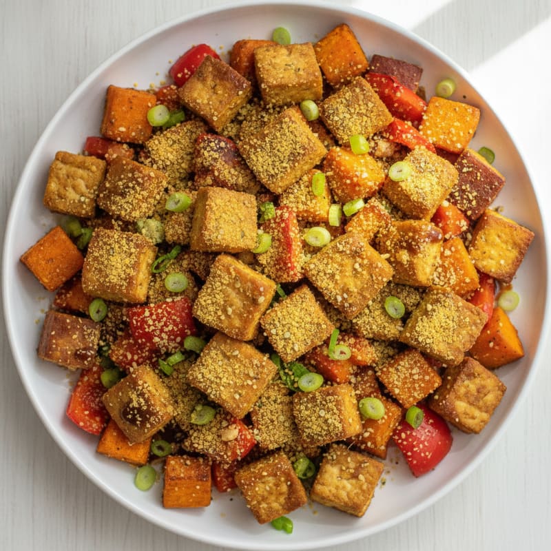 Baked Tempeh and Tofu with Roasted Vegetables