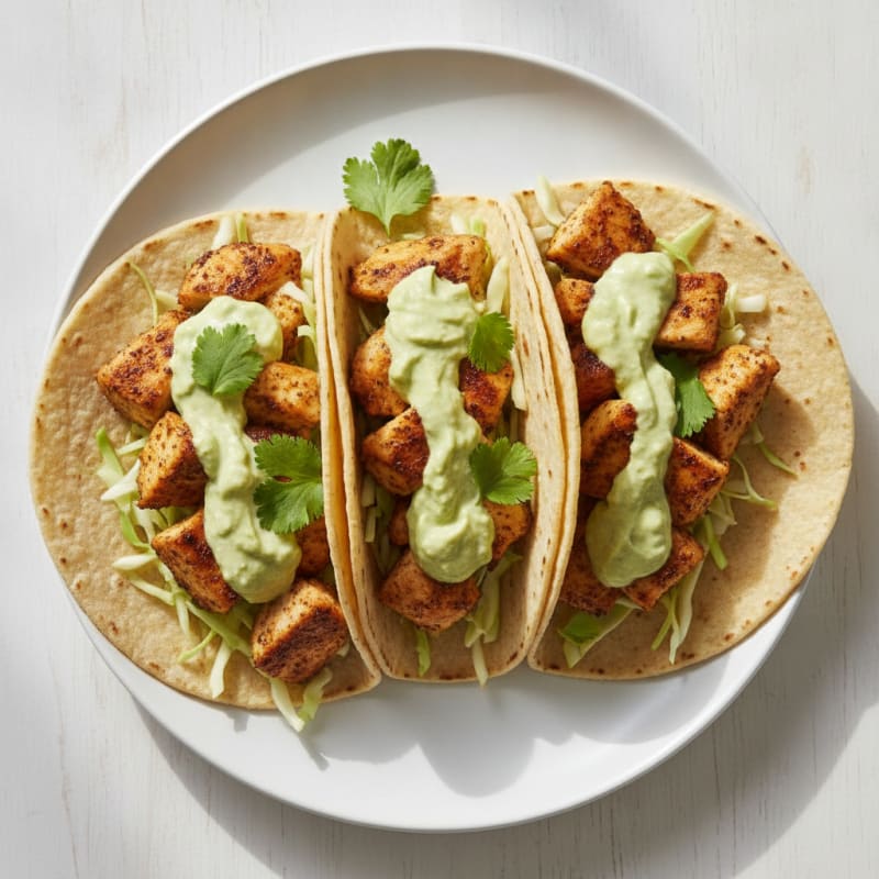 Chicken Tacos with Avocado Crema