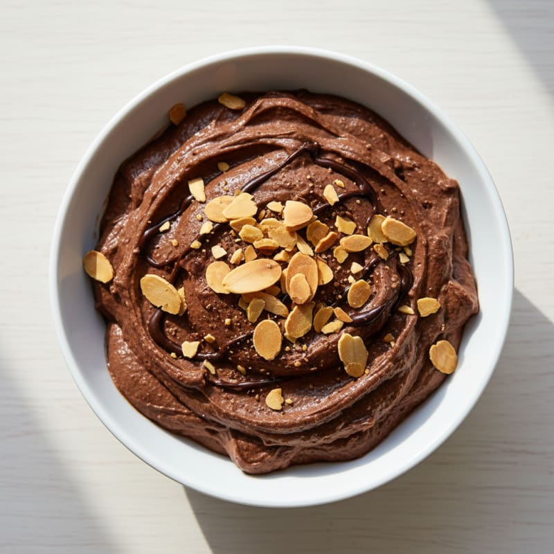 Silky Chocolate Protein Yogurt with Almonds