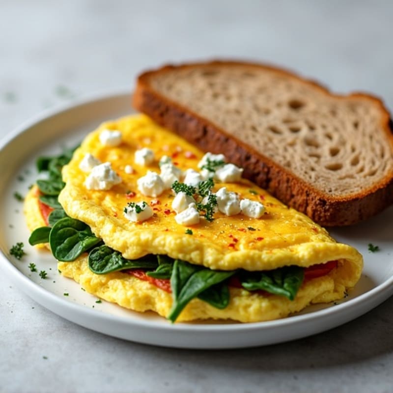 Fluffy Egg White Omelette with Spinach and Feta