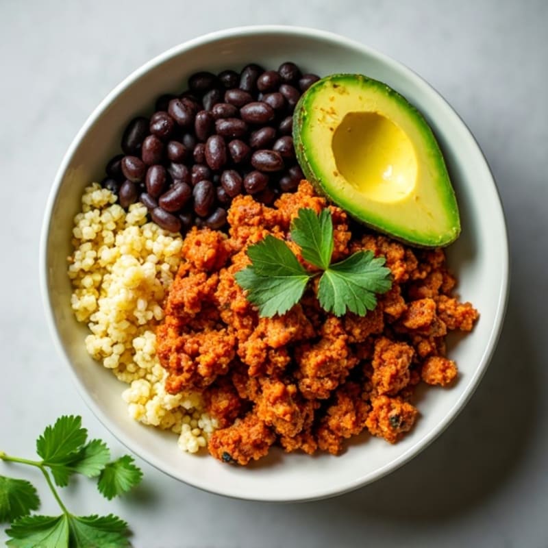 Spicy Turkey Taco Bowl with Cilantro-Lime Cauliflower Rice