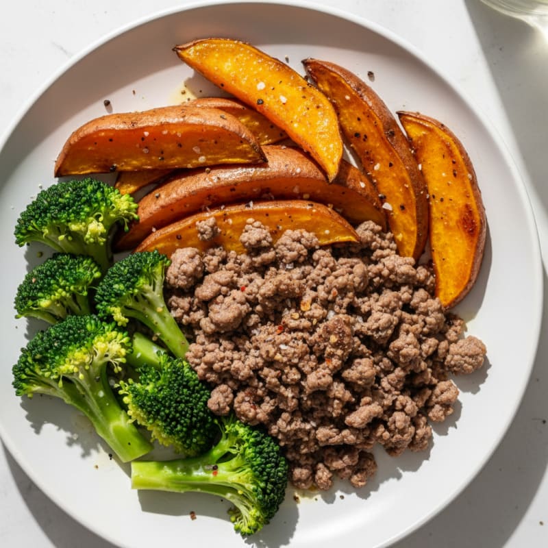 Lean Beef with Roasted Sweet Potatoes
