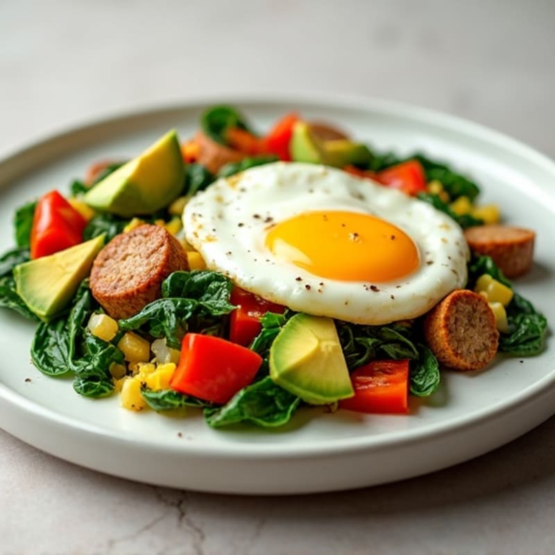 Egg White Scramble with Spinach and Turkey Sausage