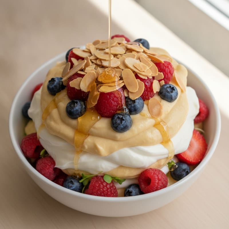 Creamy Greek Yogurt Protein Parfait with Mixed Berries and Almonds