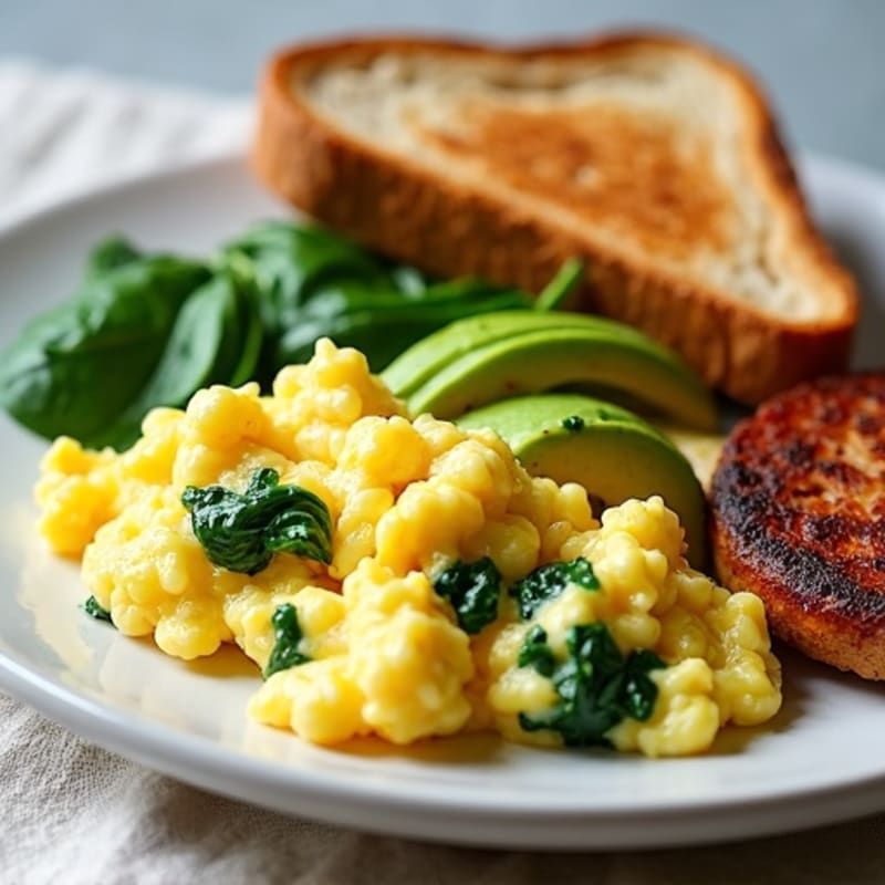 Egg White Scramble with Spinach and Turkey Sausage