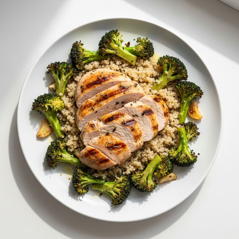 Grilled Turkey Breast with Roasted Broccoli and Quinoa