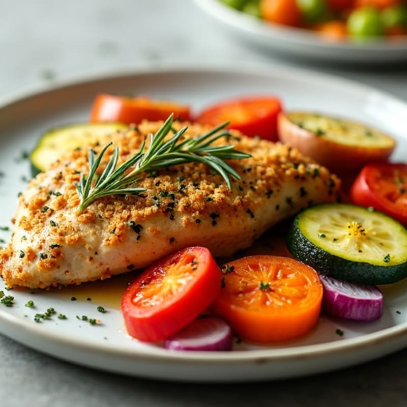 Herb-Crusted Baked Chicken with Roasted Vegetables