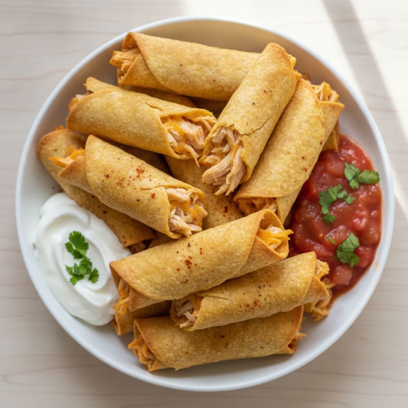 Baked Shredded Chicken and Sharp Cheddar Taquitos