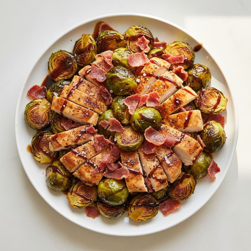 Caramelized Balsamic Brussels Sprouts with Crispy Prosciutto