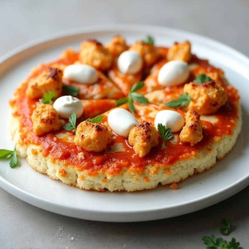 Crispy Cauliflower Crust Buffalo Chicken Pizza