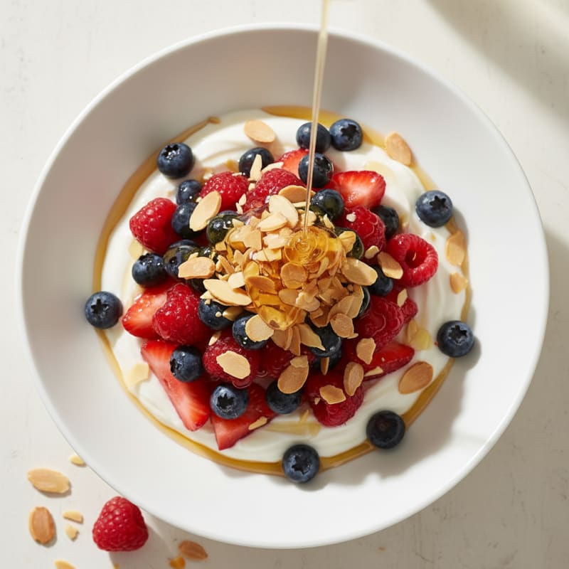 Creamy Greek Yogurt Parfait with Berries and Almonds