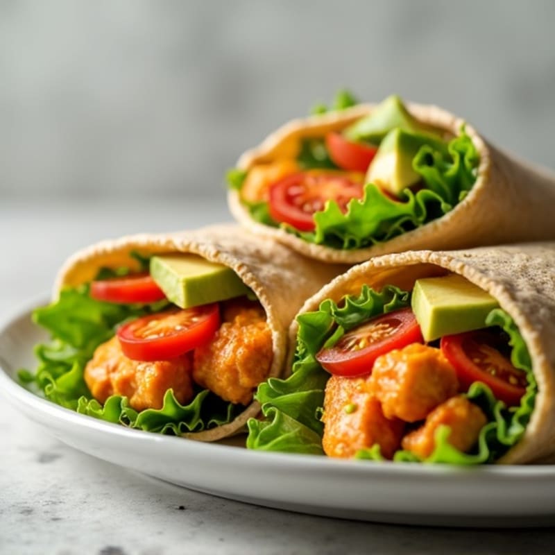 Healthy Buffalo Chicken Wraps with Fresh Veggies