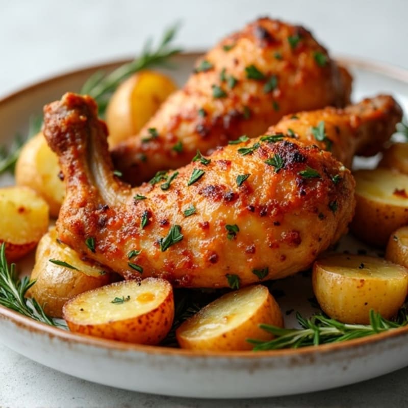 Sheet Pan Crispy Garlic Herb Chicken Thighs and Wings with Roasted Potatoes