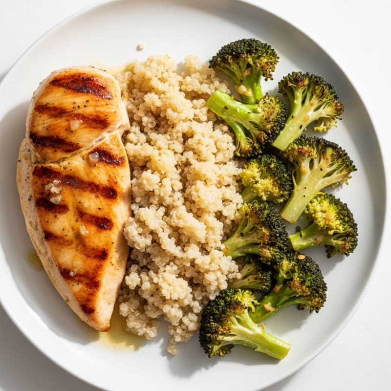Grilled Chicken Breast with Roasted Broccoli and Quinoa
