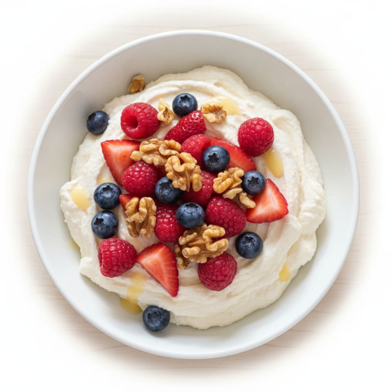 Greek Yogurt Protein Mousse with Mixed Berries