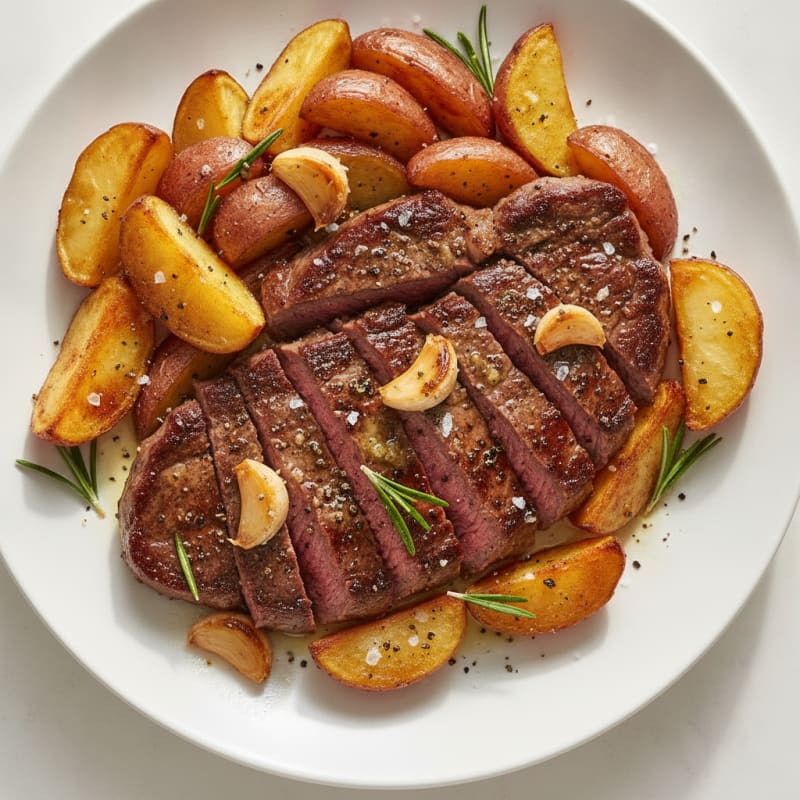 Garlic Herb Steak with Roasted Potatoes