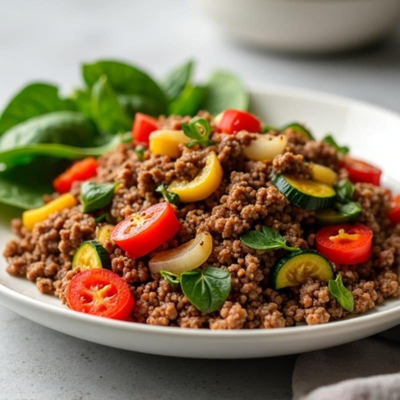 Savory Ground Beef and Crispy Vegetable Skillet