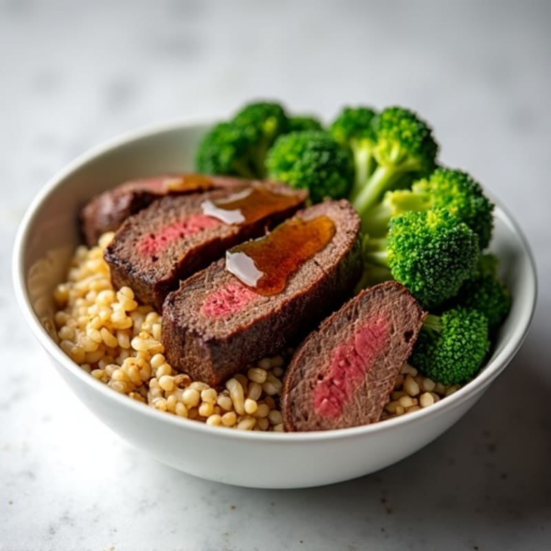 Seared Beef and Crisp Broccoli Brown Rice Bowl