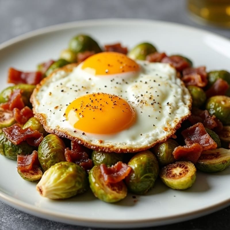 Crispy Roasted Brussels Sprouts with Fried Eggs