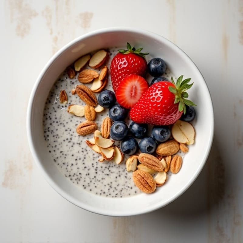 Creamy Vanilla Chia Seed Pudding with Fresh Berries and Toasted Nuts