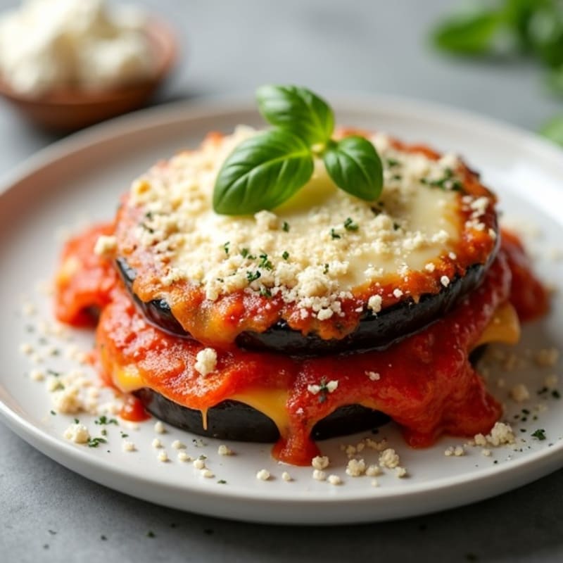 Crispy Baked Eggplant Parmesan with Protein-Packed Cottage Cheese Topping