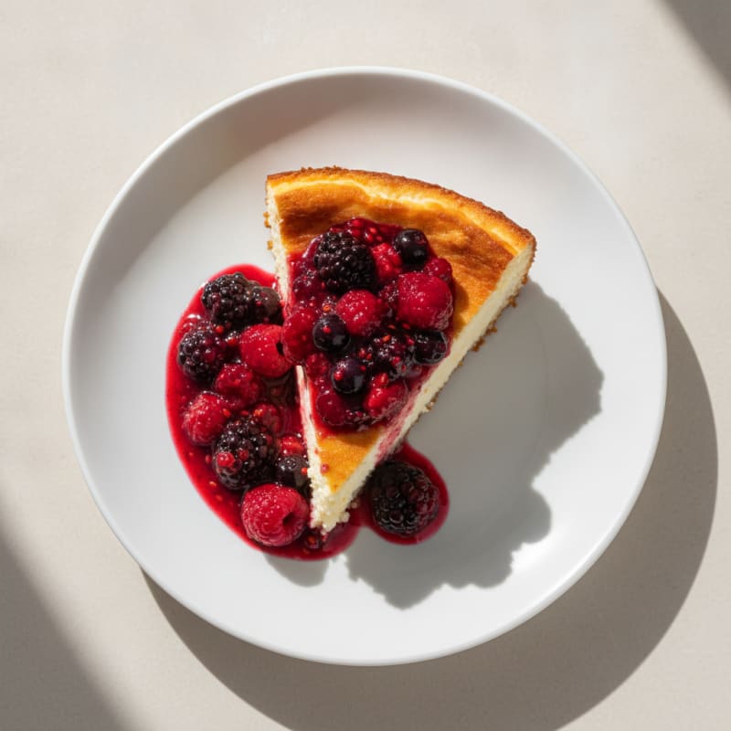 Greek Yogurt Protein Cheesecake with Mixed Berries