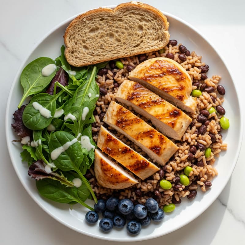 Seared Chicken Breast with Rice and Black Beans