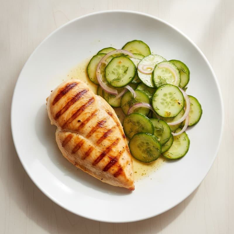 Grilled Chicken Breast with Crisp Cucumber Salad