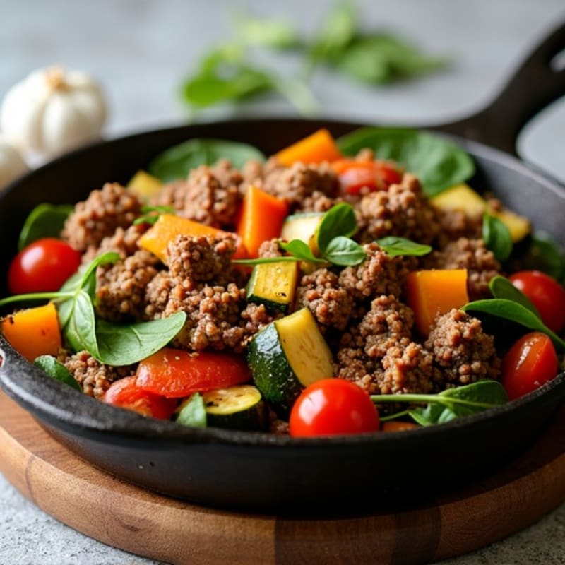 Ground Beef and Roasted Vegetable Skillet