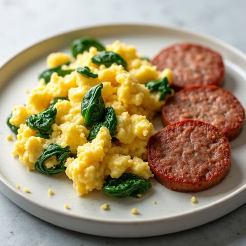 Scrambled Egg Whites with Spinach and Turkey Sausage