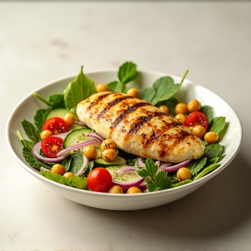 Lemon Herb Grilled Chicken and Chickpea Salad Bowl
