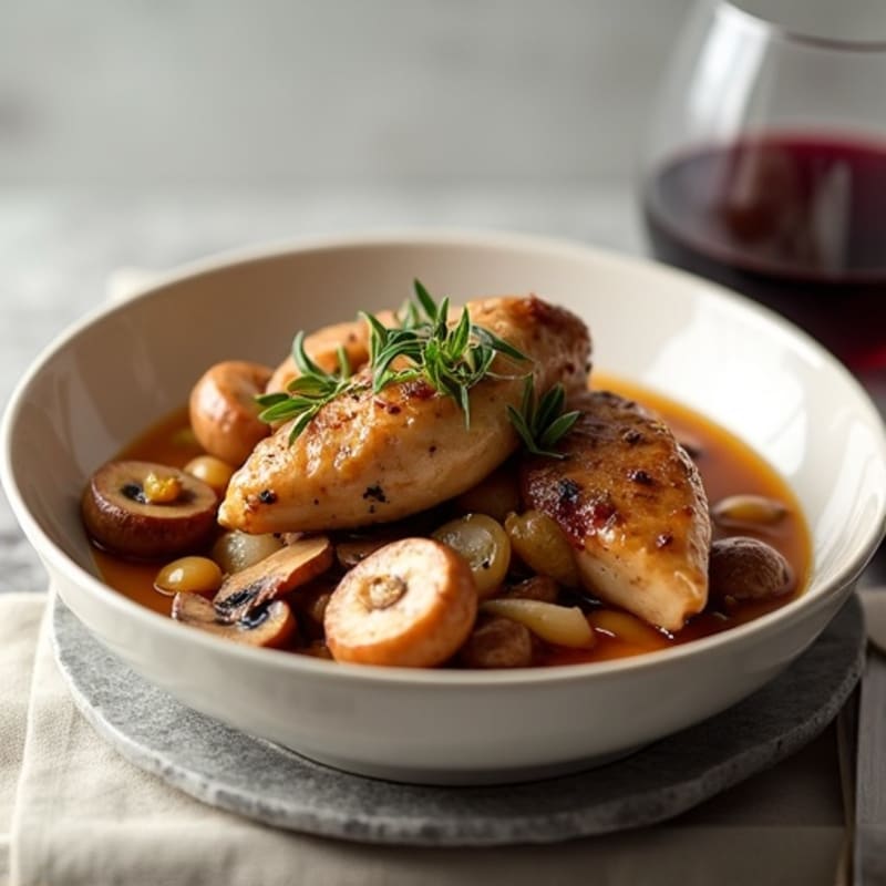 Red Wine Braised Mushroom and Pearl Onion Stew
