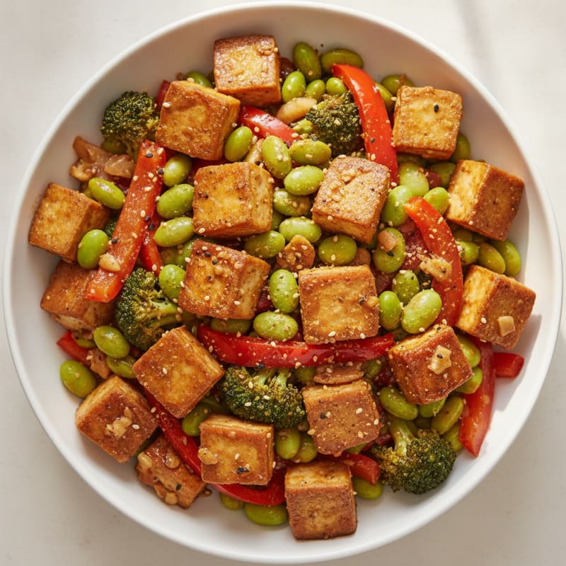 Sesame Tofu Stir-Fry with Mixed Vegetables