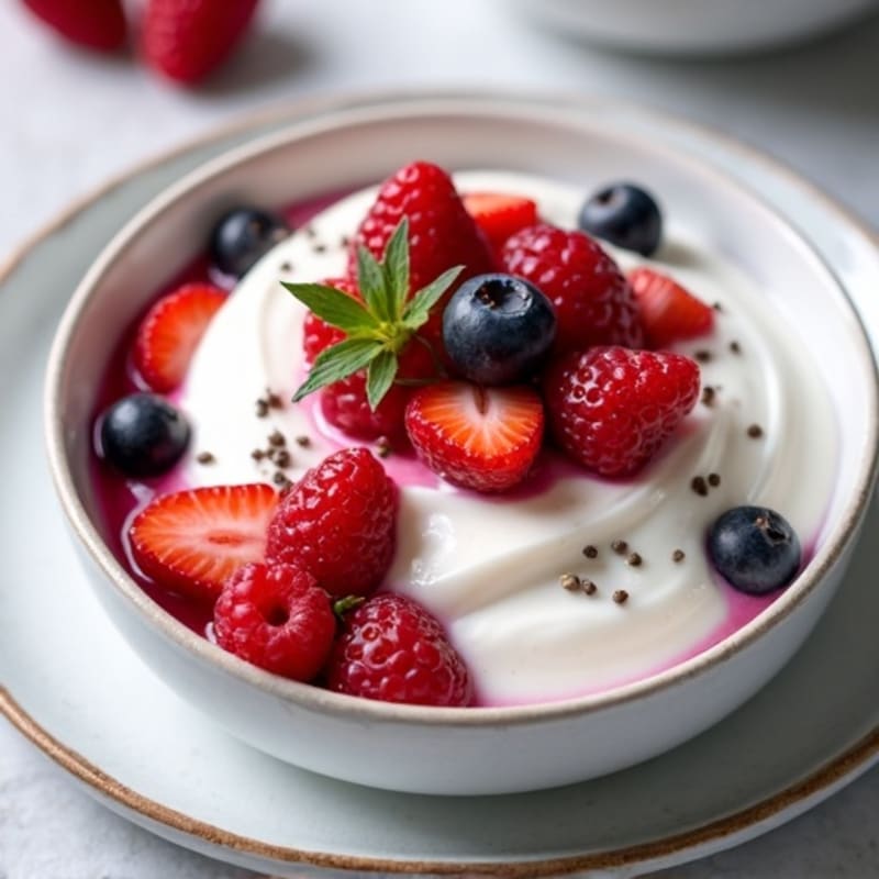 Greek Yogurt Protein Mousse with Mixed Berries