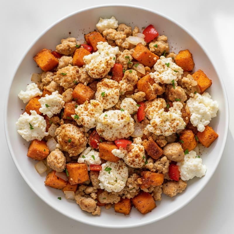 Egg White and Chicken Mince Sweet Potato Hash