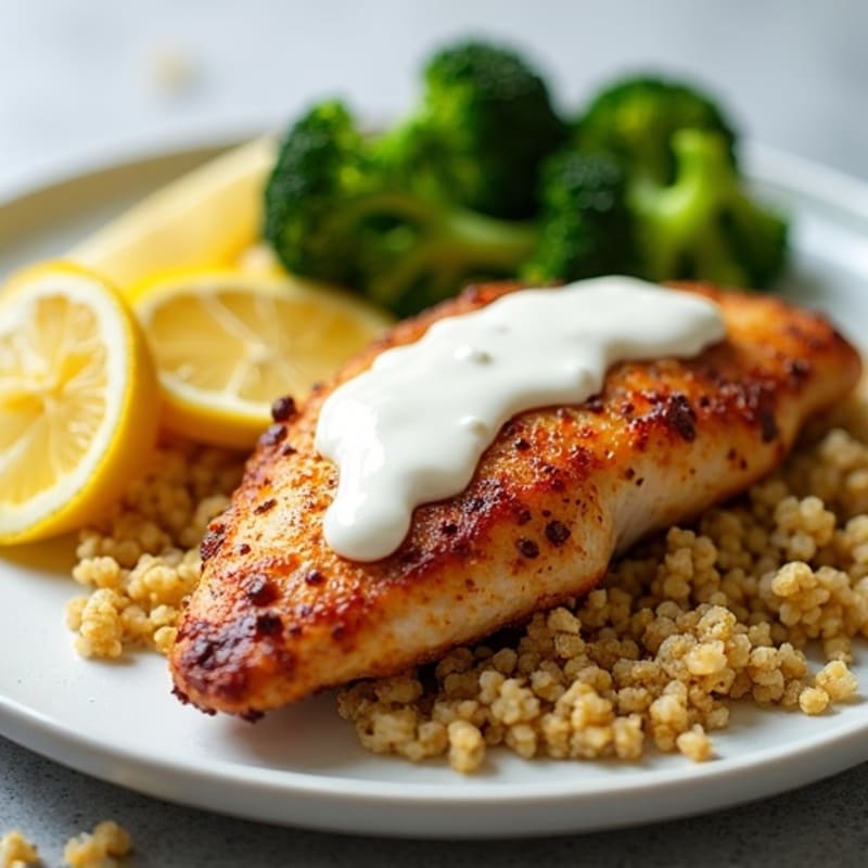 Crispy Spiced Chicken with Lemon-Garlic Yogurt Drizzle