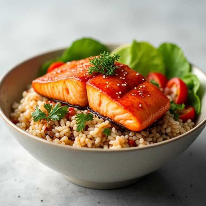 Fiery Sriracha Glazed Salmon Bowl