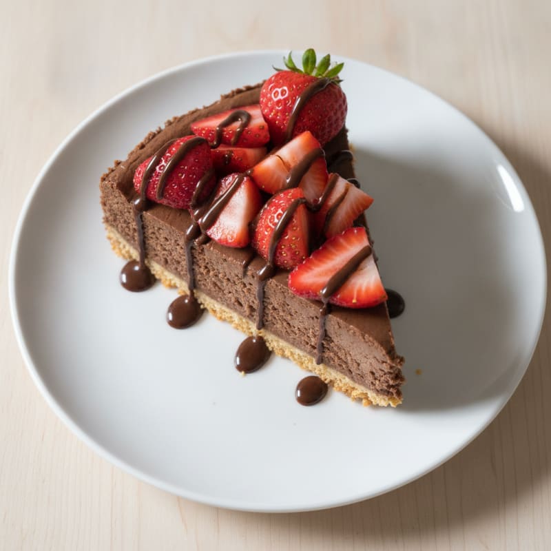 Chocolate Protein Cheesecake with Fresh Strawberries