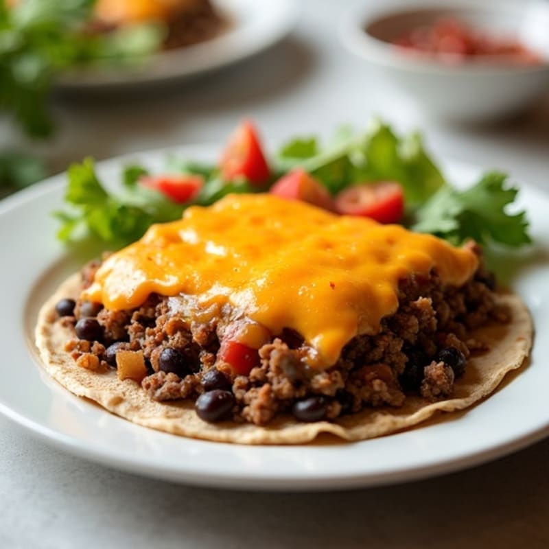 Lean Beef and Black Bean Cheesy Tortilla Bake