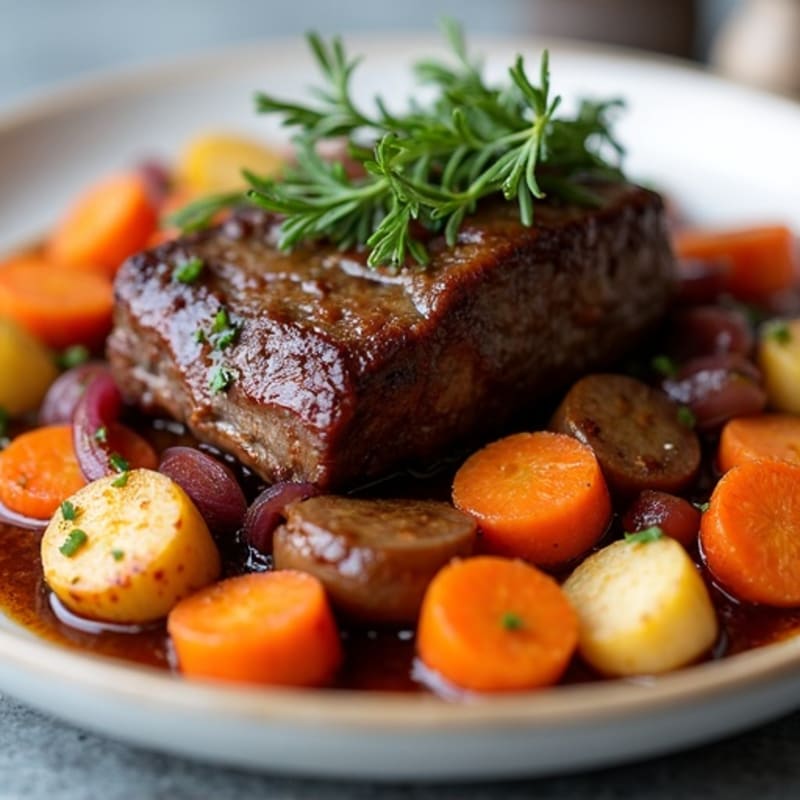 Tender Slow-Braised Short Ribs with Roasted Root Vegetables